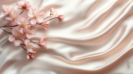 Delicate Pink Flowers on Soft Draped Fabric