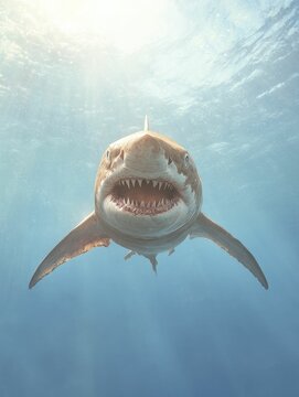 Helicoprion Buzz Saw Swimming Near the Ocean Floor Surrounded by Fish
