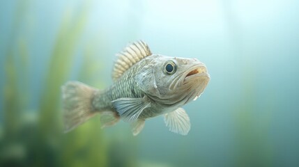 Fototapeta premium Osteolepis, the Lobed Fish, Gliding Through a Pristine Ancient Aquatic Habitat