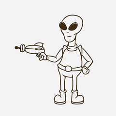 mascot alien good for coloring book, mascot design, element design, etc