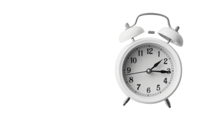 Alarm clock white over transparent background
