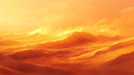 Fototapeta premium Golden Waves Under a Fiery Sky