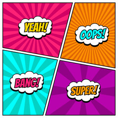 Collection of multicolored comic sound Effects