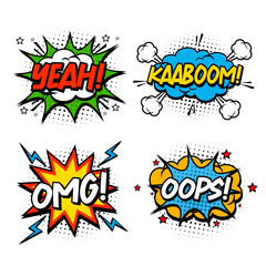 Collection of multicolored comic sound Effects