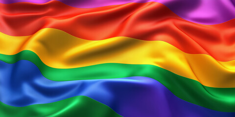 Rainbow flag flowing in the wind representing lgbtq pride
