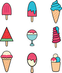 ice cream set vector icon