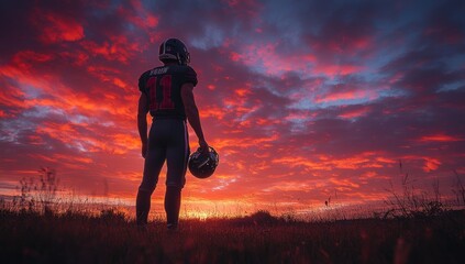 Football Player at Sunset