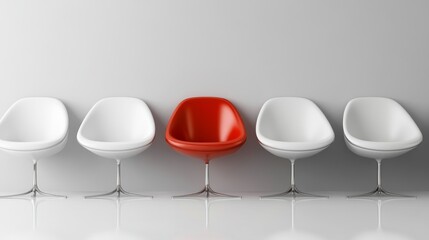 row of modern chairs with a standout
