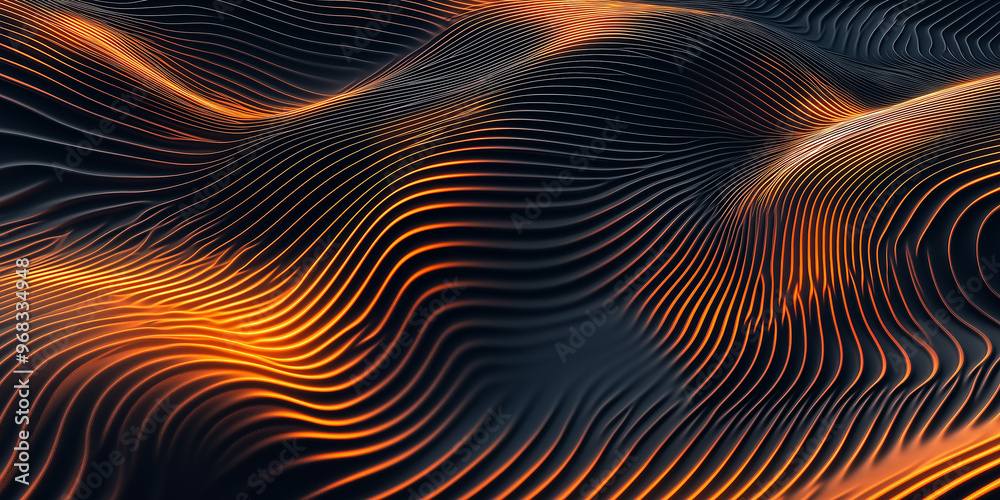 Poster abstract dark orange wave lines background flowing