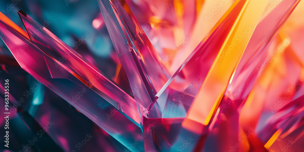 Aufkleber Abstract background with shiny glowing lines and triangles emerging from a center point