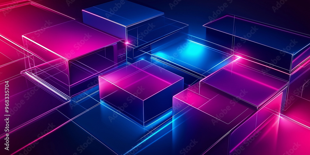 Poster abstract glowing cubes forming a futuristic background