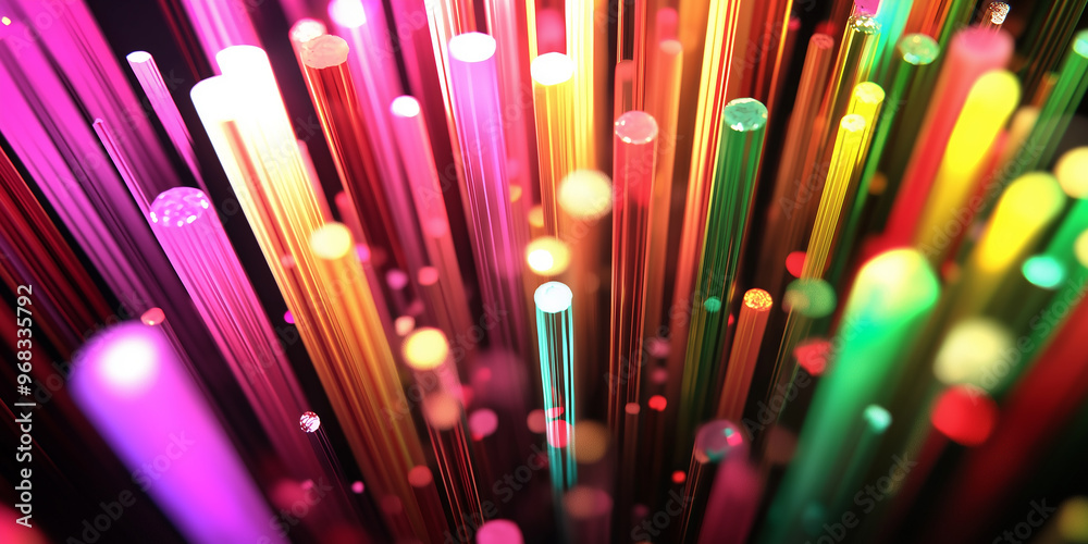 Poster abstract colorful glowing tubes forming a modern background design