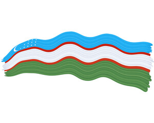 uzbekistan flag with wavy paint strokes