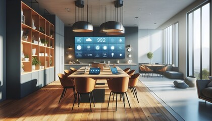 dining room with table and chairs in a smart home 