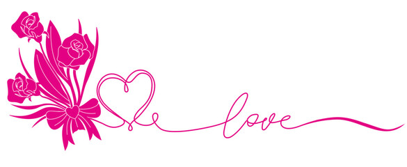 sign of love with a bouquet of flowers	
