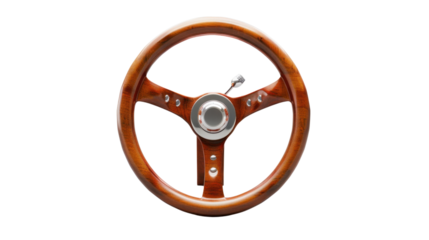 Steering wheel on transparent background
