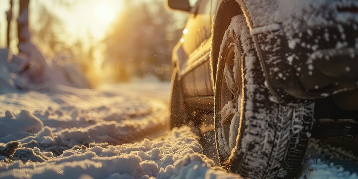 Close up view of a car covered in snow during winter