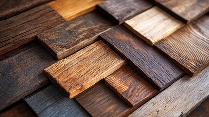 Close-up of mahogany wood swatch, showcasing rich grains and natural imperfections, raw and unpolished, set against a rustic wooden background