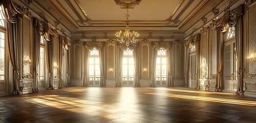 Fototapeta premium AI-crafted image of an empty, majestic Victorian hall in a royal villa.