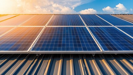 An eco-friendly warehouse with solar panels on the roof, harnessing renewable energy for operations, solar-powered warehouse, sustainable energy solution
