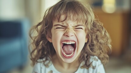 Child in Hysterics, Capturing the Intense Emotion and Distress of a Young One Experiencing a Strong Outburst. Suitable for Depicting Emotional Reactions