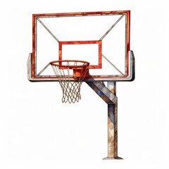 Naklejka premium A Detailed Illustration of an Outdoor Basketball Hoop and Backboard with Net Depicting Sports and Fitness