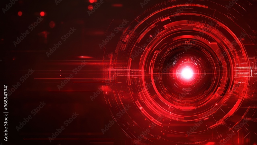 Sticker red glowing futuristic abstract circle