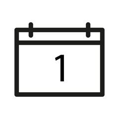 Calendar icon. Date number one. Simple reminder symbol. Minimalist vector design.