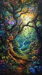 A serene side view of a lush forest