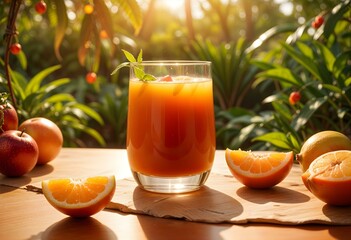 Fresh Orange Juice in Nature’s Serenity