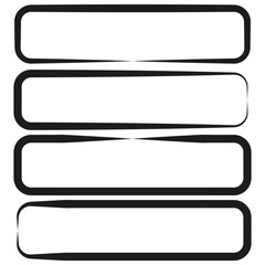 Distorted rectangle frames. Abstract rounded shapes. Dynamic black outlines. Geometric form.