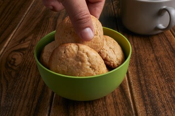 Healthy breakfast with oatmeal cookies