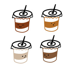 Plastic Cups Vectors - Street Food  | Various Expressions | Cute | Minimalist Design | 4 Vectors