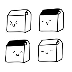 Cute Coffee Paper Bag Vectors | Various Expressions | Minimalist Design | 4 Vectors