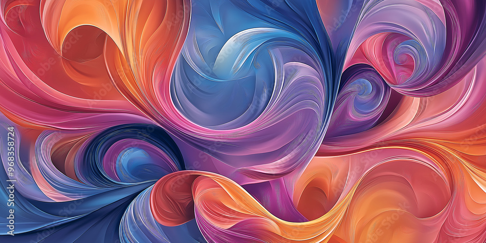 Poster Abstract colorful swirls flowing and mixing together