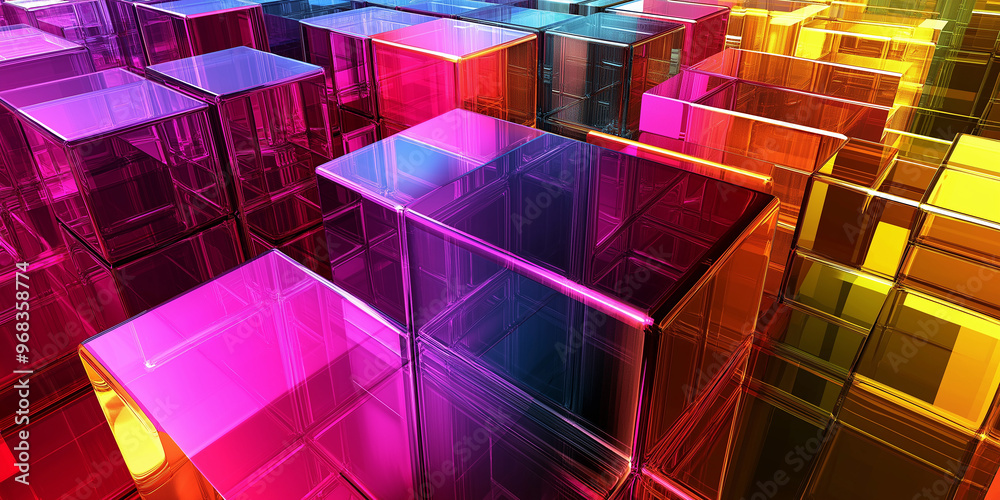 Poster abstract colorful cubes forming modern background design