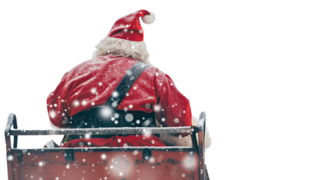 Santa Claus riding on sleigh during Christmas on transparent background