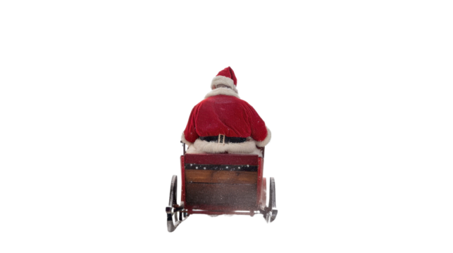 Santa Claus riding on sleigh during Christmas on transparent background