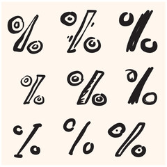 Percentage progress With illustration style doodle and line art