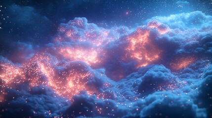 Abstract Sparkling Clouds in Night Sky