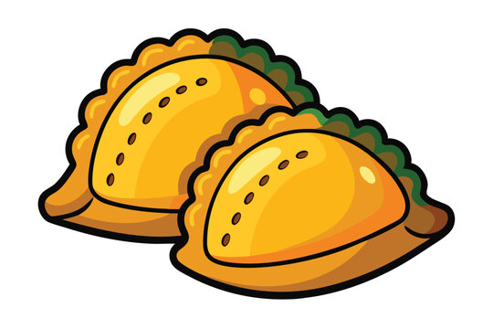 recommend clip art: Traditional South American empanadas (meat pies). vector doodle clipart illustration on white background