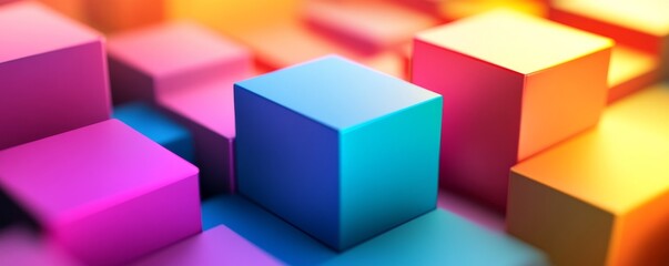 Obraz premium Colorful gradient cubes with soft lighting