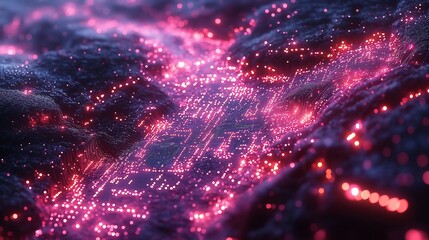 Obraz premium Glowing Pink Circuit Board Technology