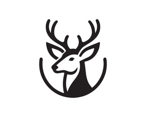 Deer head icon symbol vector illustration. Deer silhouette logo black and white. Deer logo vector template.