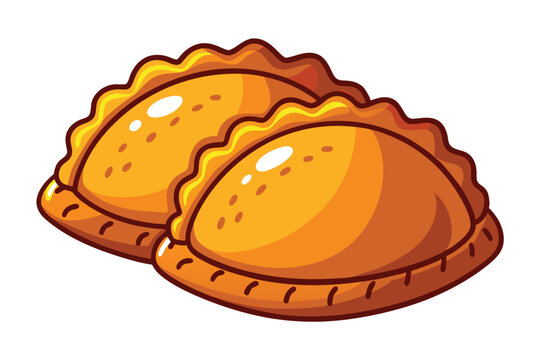 recommend clip art: Traditional South American empanadas (meat pies). vector doodle clipart illustration on white background