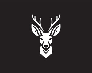 Deer head icon symbol vector illustration. Deer silhouette logo black and white. Deer logo vector template.
