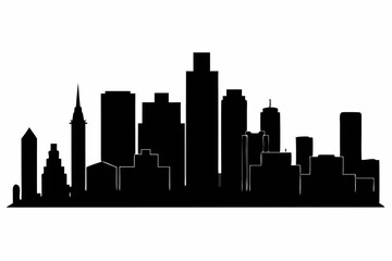 Obraz premium Houston City Skyline Silhouette, City buildings black Silhouette vector 