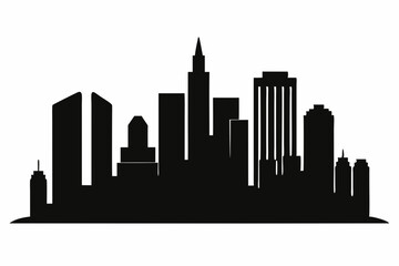 Obraz premium Houston City Skyline Silhouette, City buildings black Silhouette vector 