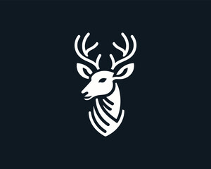 Deer head icon symbol vector illustration. Deer silhouette logo black and white. Deer logo vector template.