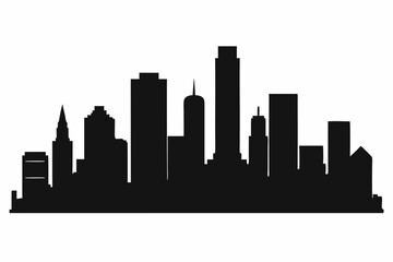 Fototapeta premium Houston City Skyline Silhouette, City buildings black Silhouette vector 